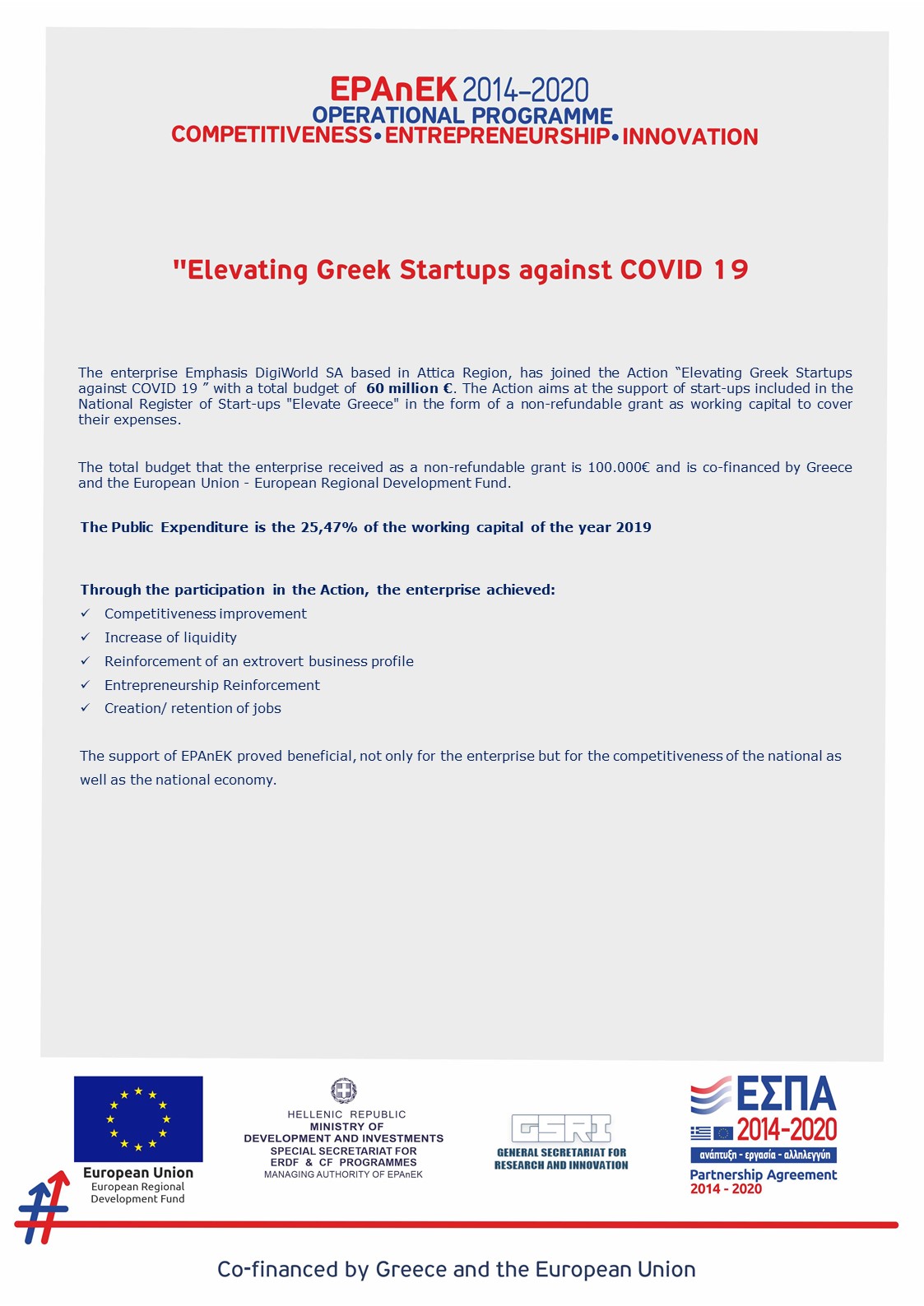 Emphasis DigiWorld has joined the Action “Elevating Greek Startups against COVID 19 ”